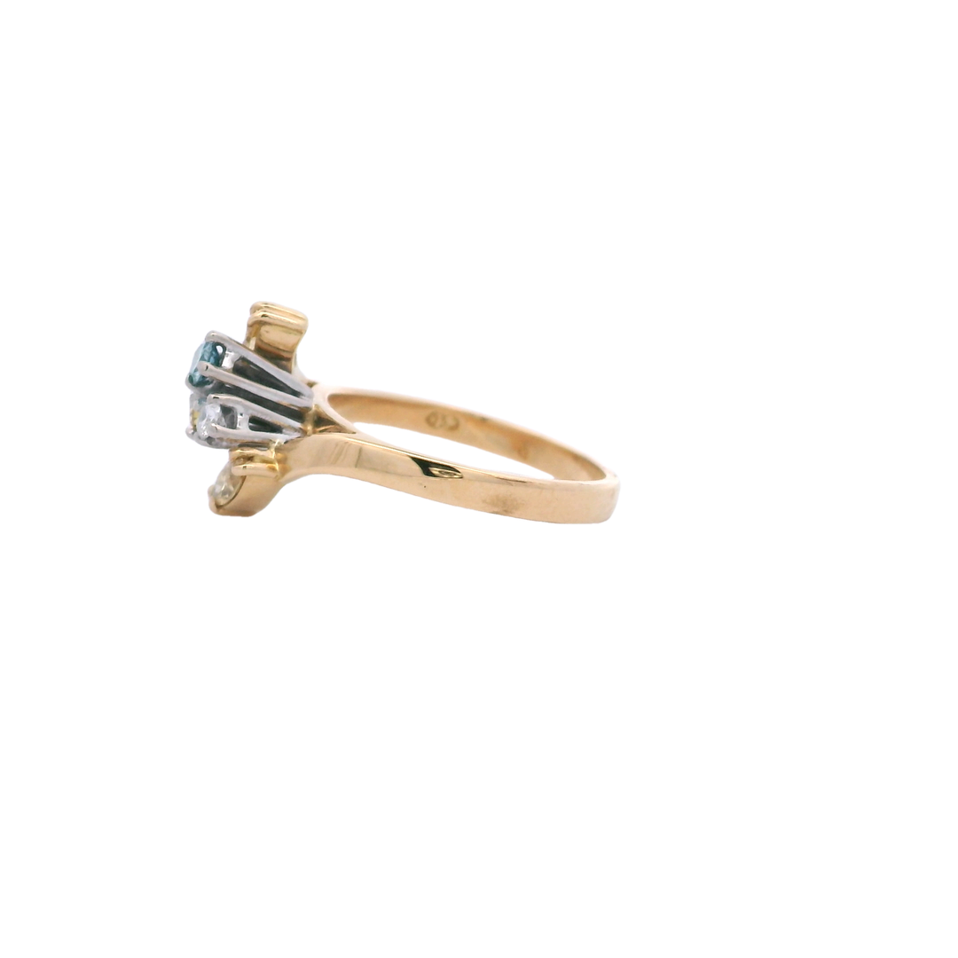 18ct YG Yellow, Blue and White Diamond Ring