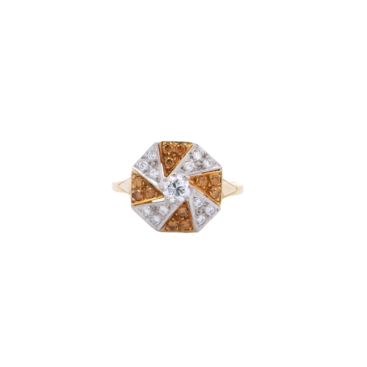 18ct YG Yellow and White Diamond Geometric Ring