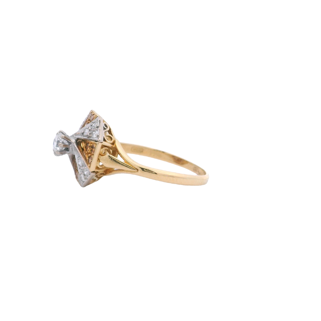 18ct YG Yellow and White Diamond Geometric Ring