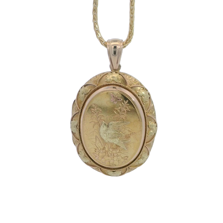 Yellow, Rose and light Green Gold Decorated Locket