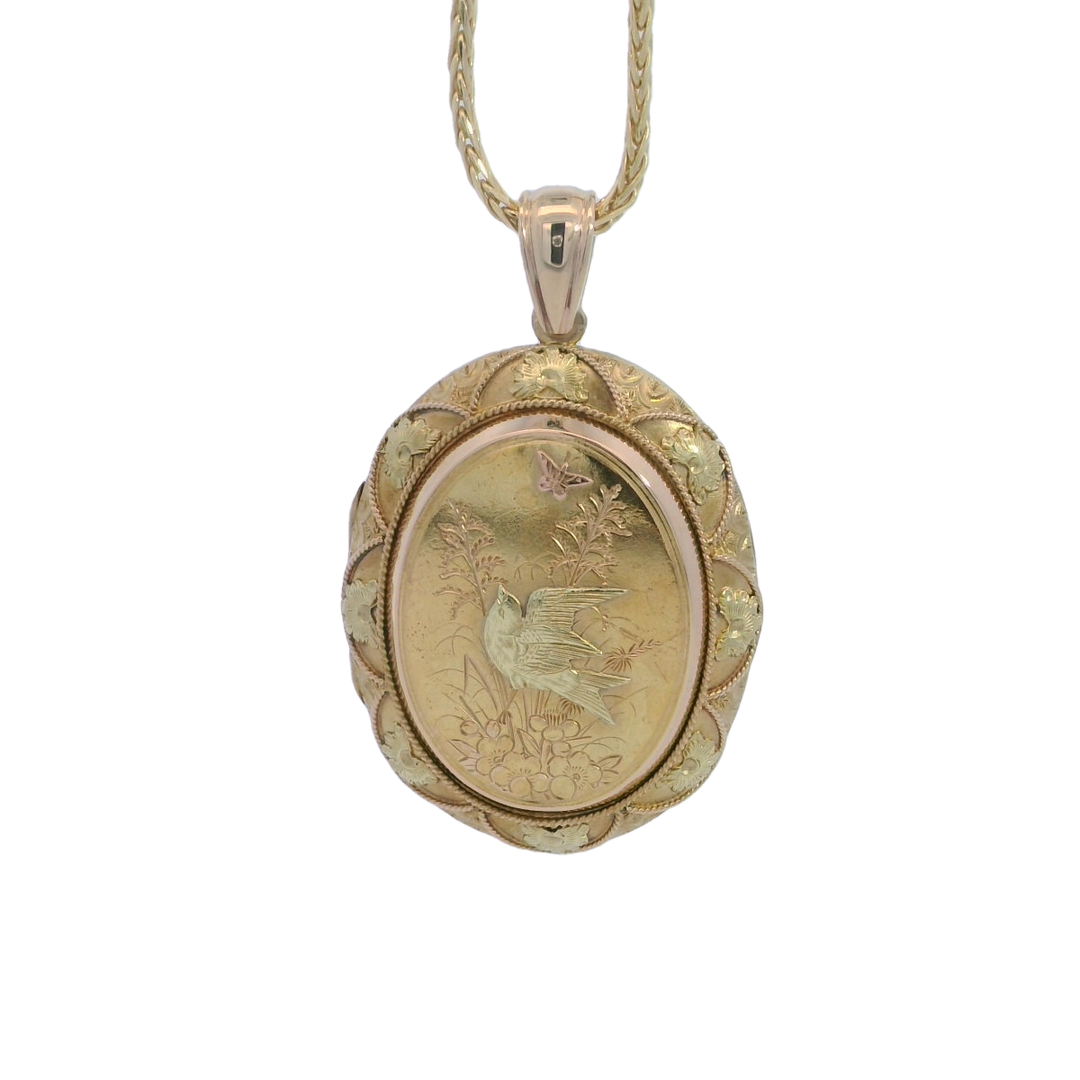 Yellow, Rose and light Green Gold Decorated Locket
