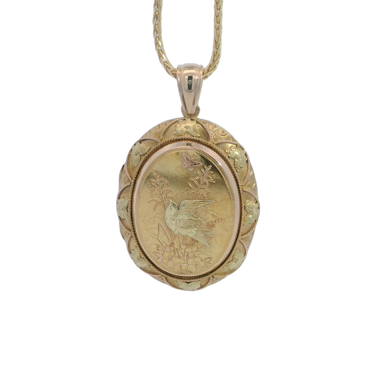 Yellow, Rose and light Green Gold Decorated Locket