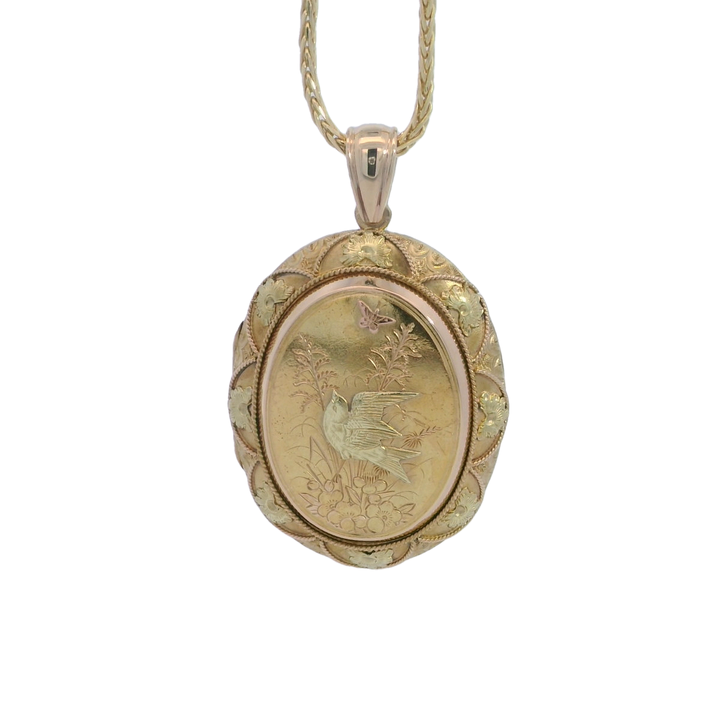Yellow, Rose and light Green Gold Decorated Locket