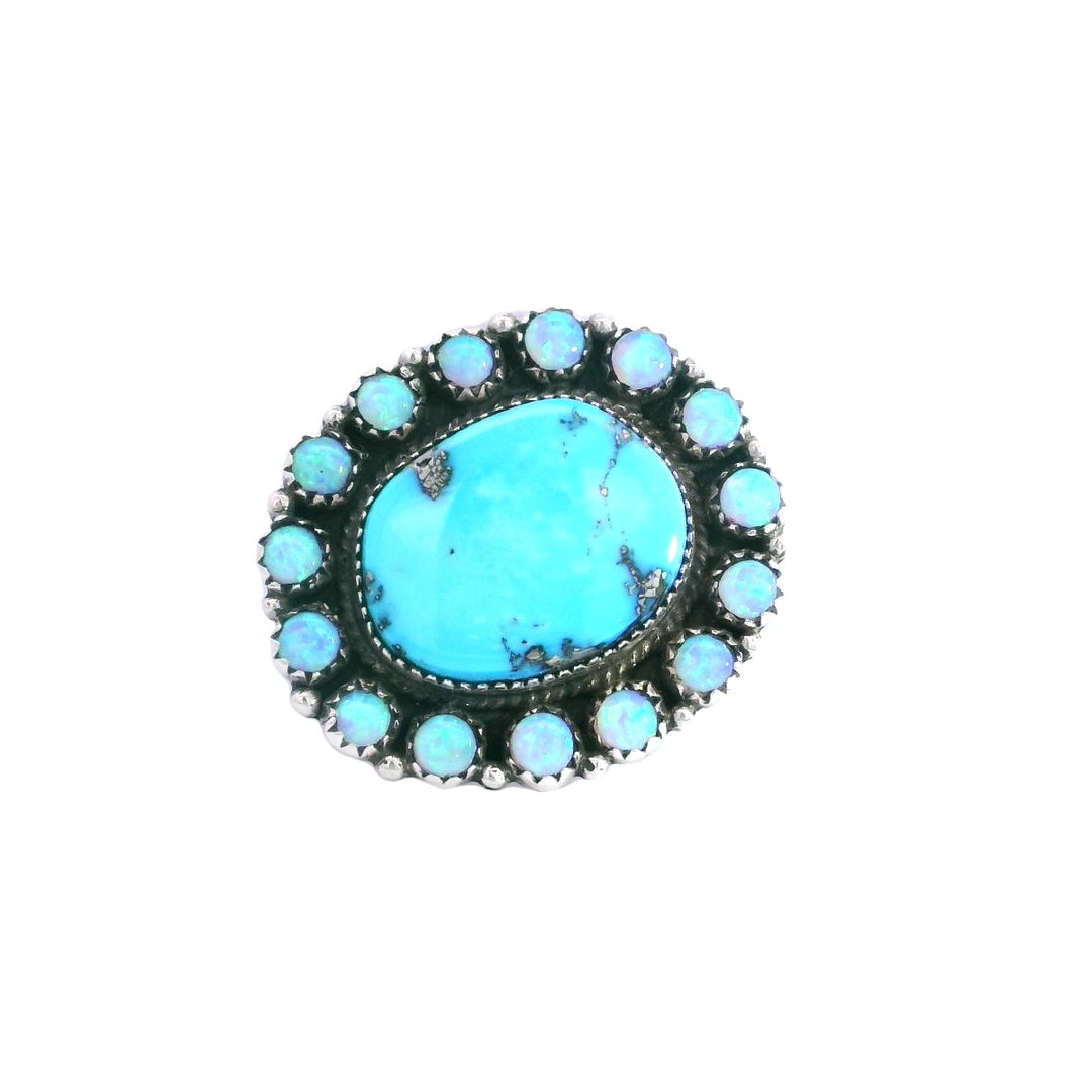 Turquoise and Opal Brooch