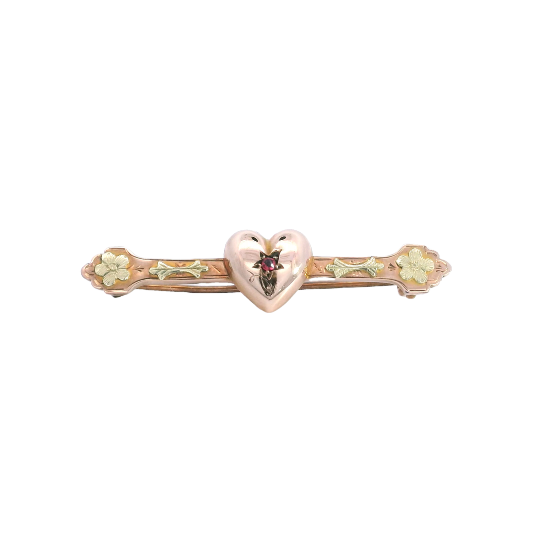 9ct YG/RG Heart-Shaped Brooch