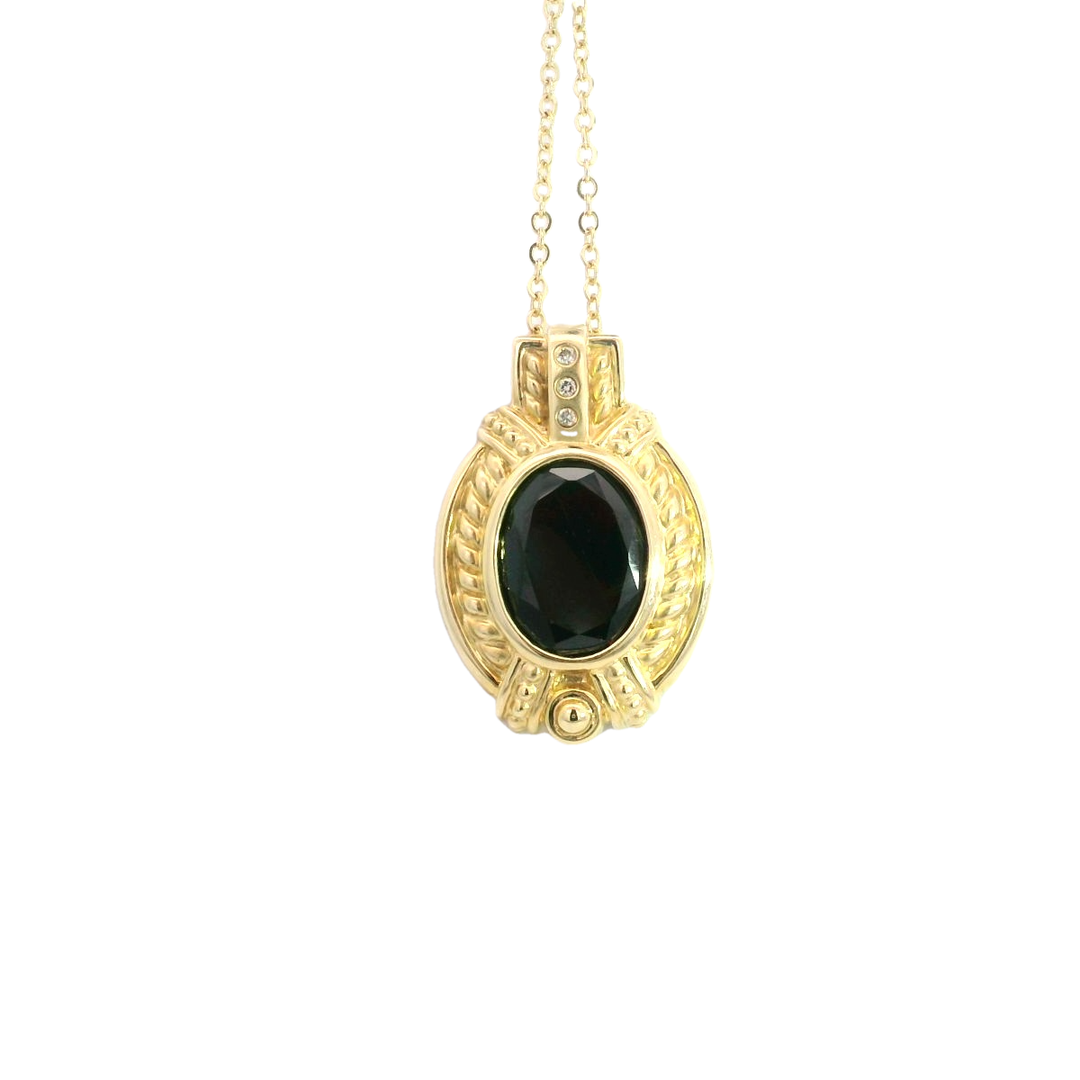 14ct YG Garnet and Diamond Pendant Enhancer