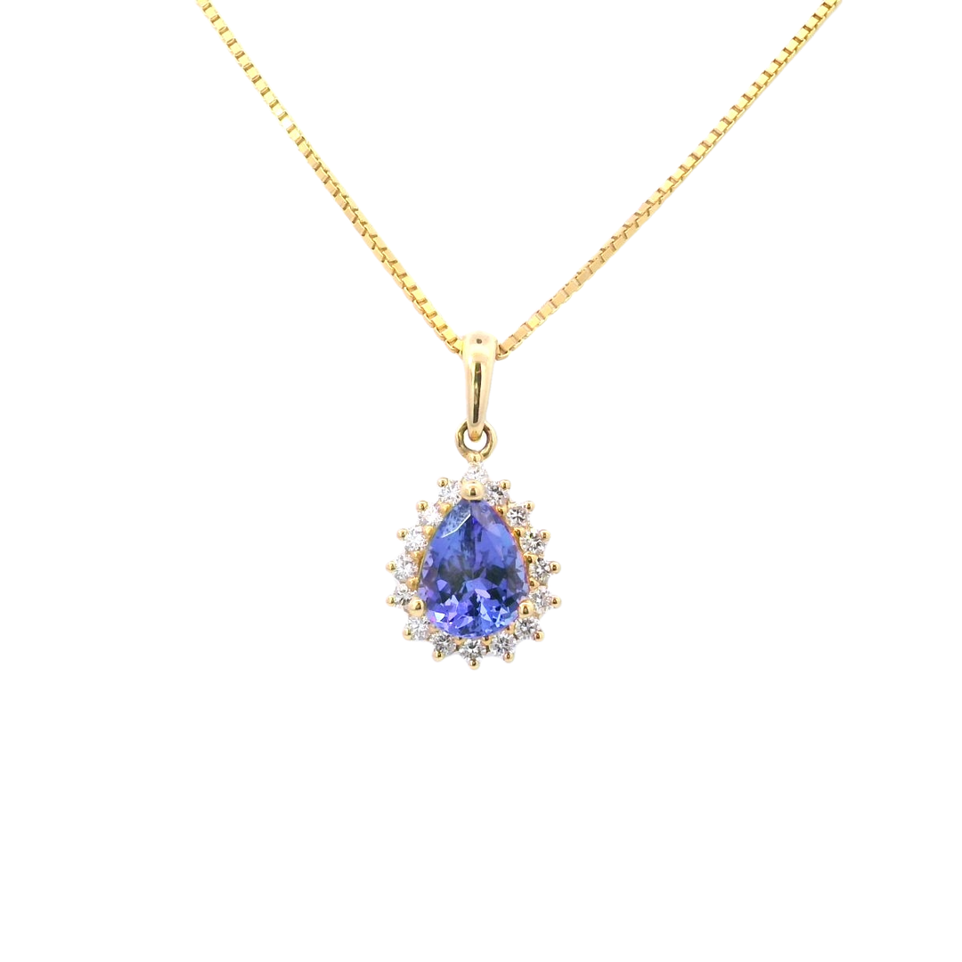 18ct YG Tanzanite and Diamond Pendant