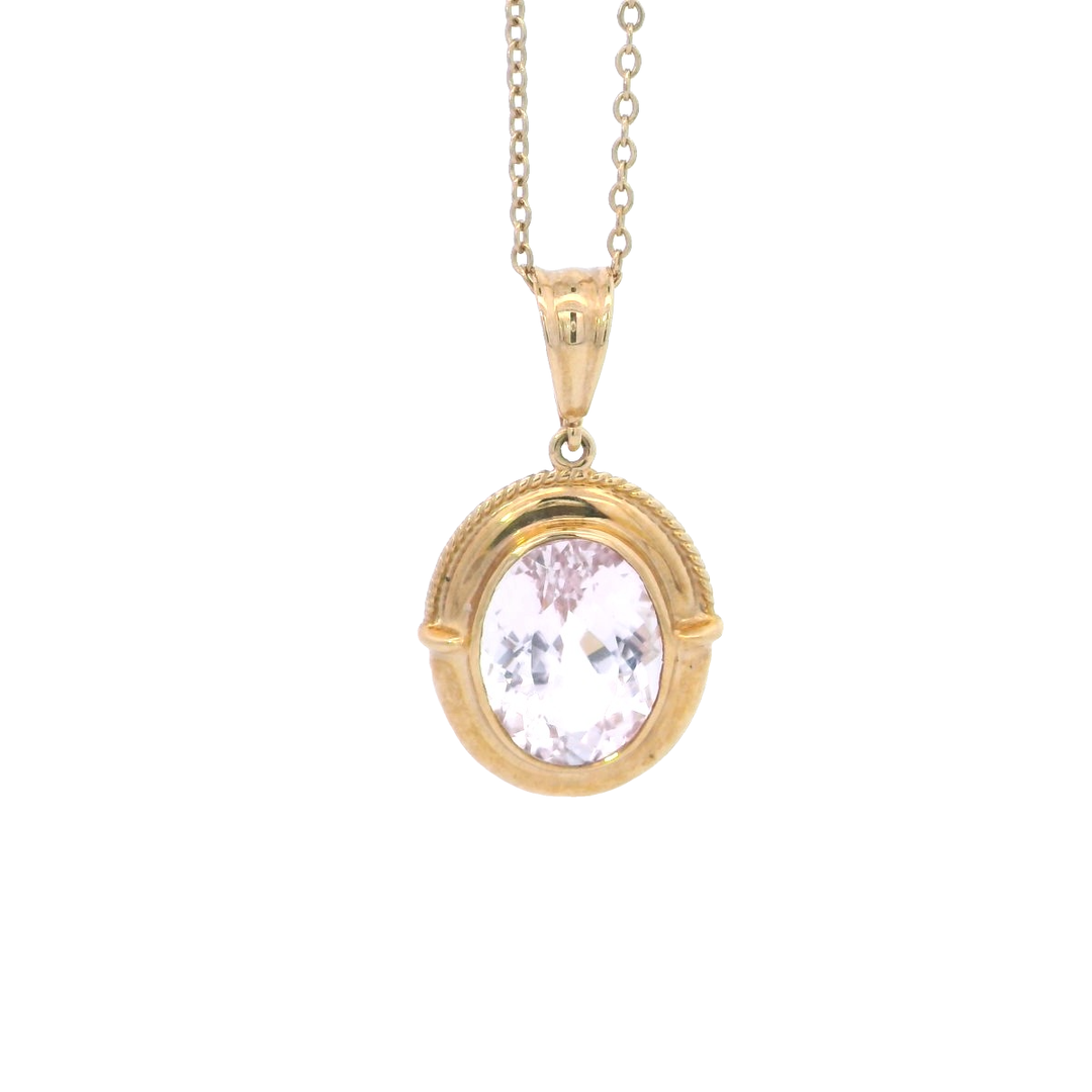 9ct YG Pendant Enhancer with Kunzite