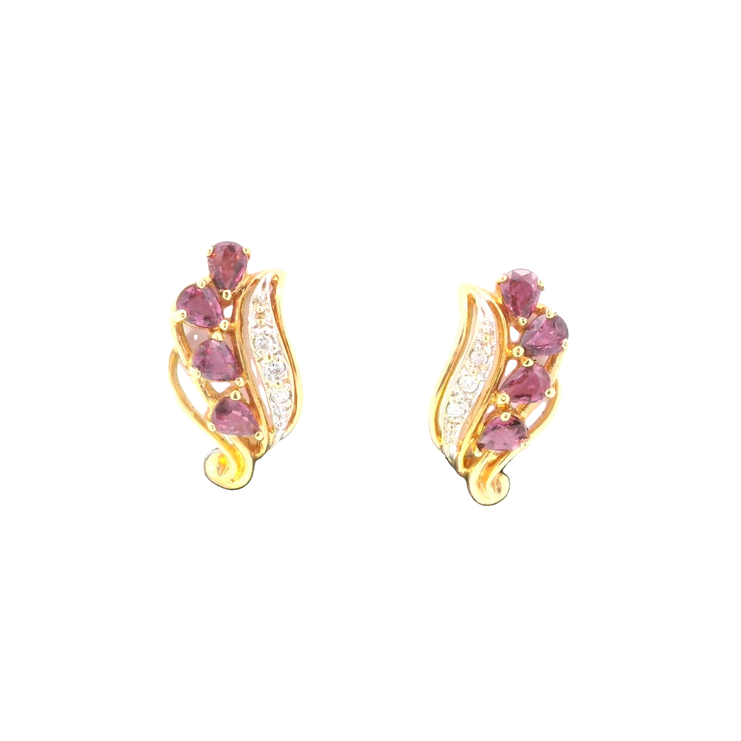 18ct YG Ruby and Diamond Screw-On Earrings