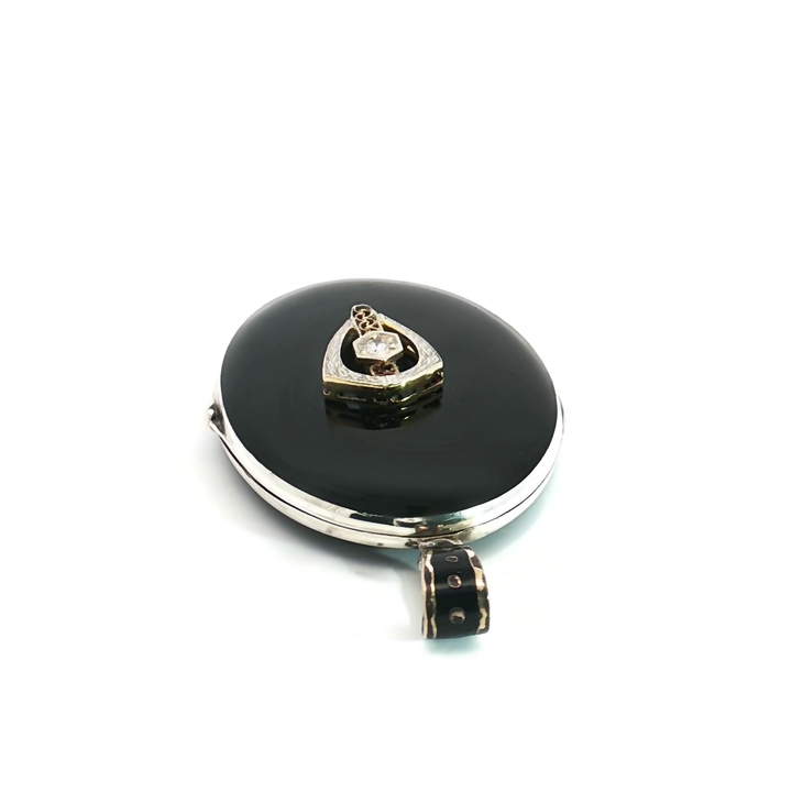 Diamond Set Black Enamel Locket