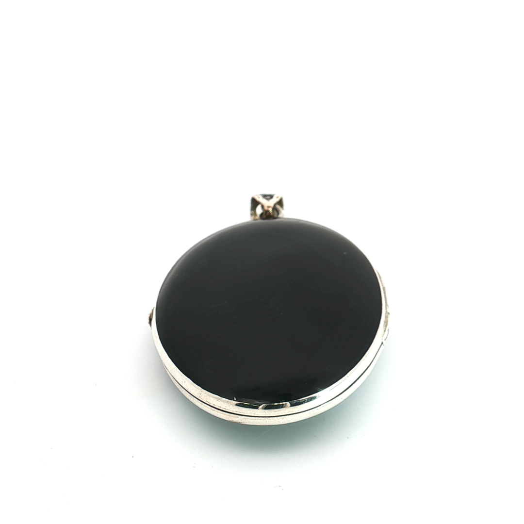 Diamond Set Black Enamel Locket