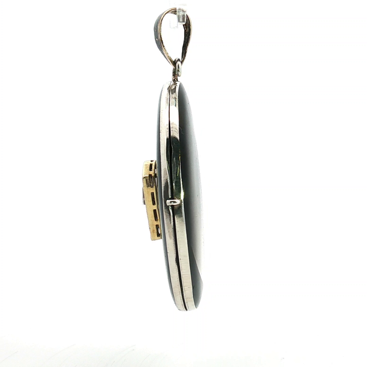 Diamond Set Black Enamel Locket