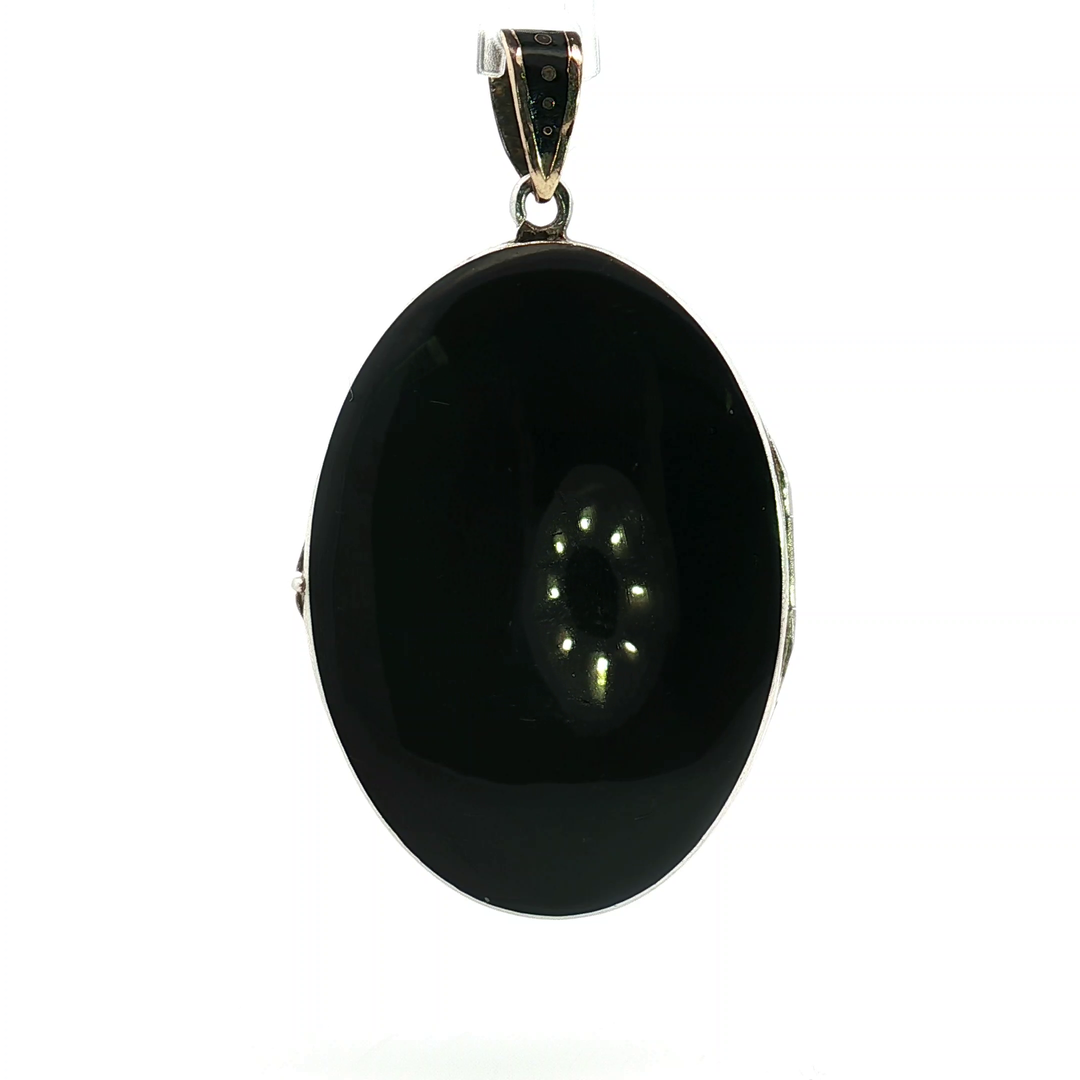 Diamond Set Black Enamel Locket