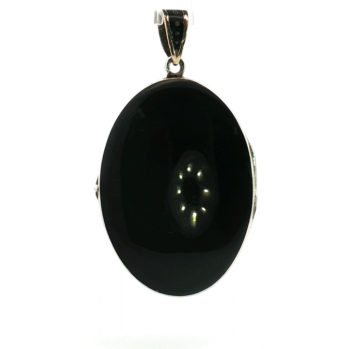Diamond Set Black Enamel Locket