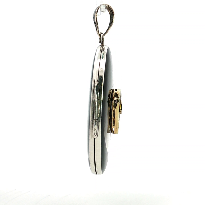 Diamond Set Black Enamel Locket