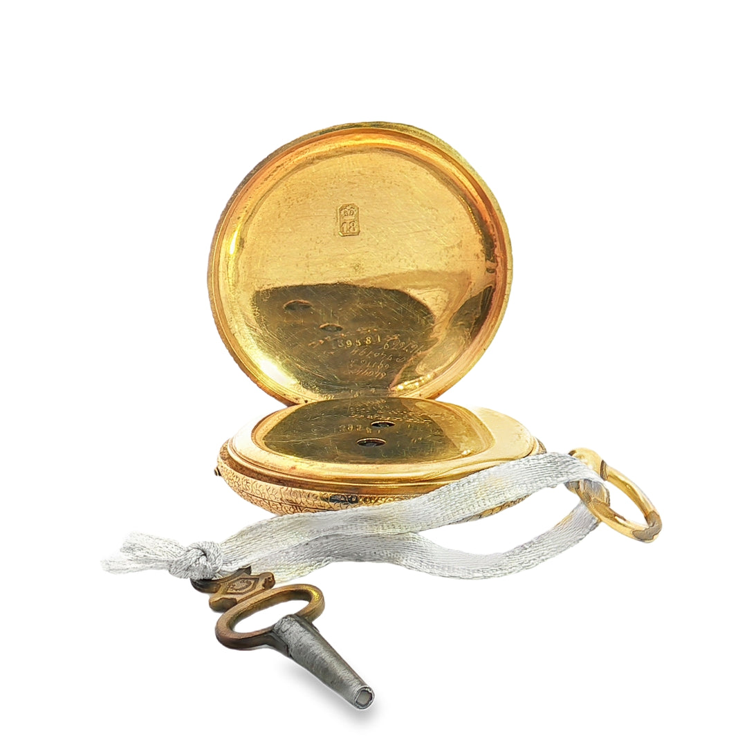 18ct Yellow Gold and Enamel Antique Gold Pocket Watch