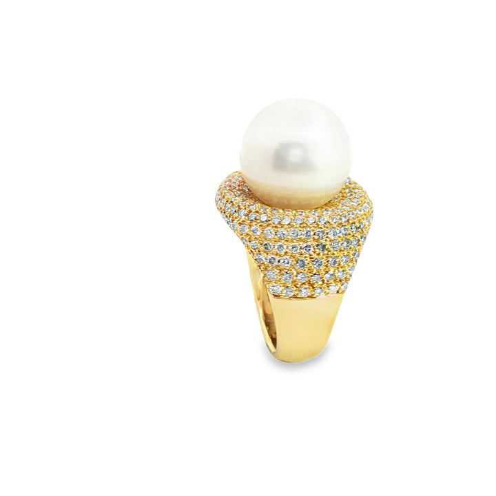 18ct Yellow Gold Cocktail Ring with South Sea Pearl and Diamonds