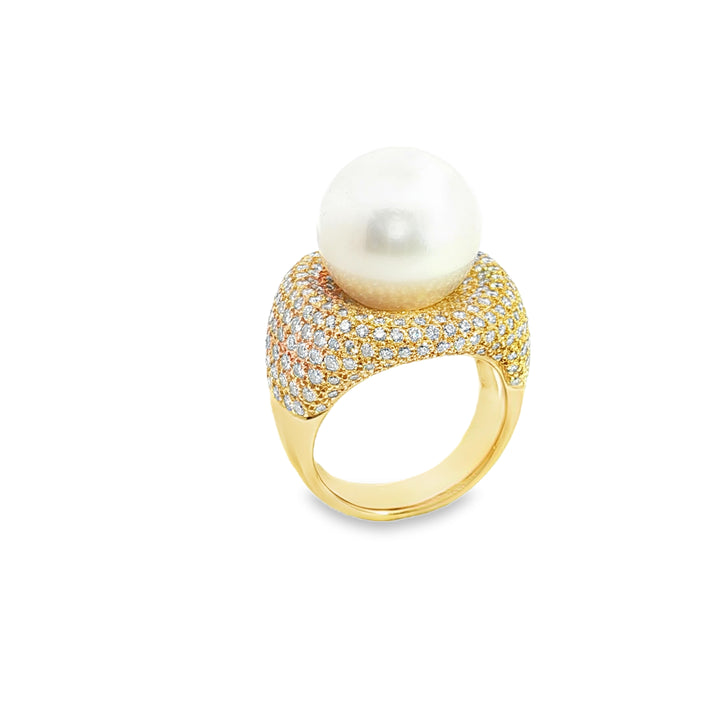 18ct Yellow Gold Cocktail Ring with South Sea Pearl and Diamonds