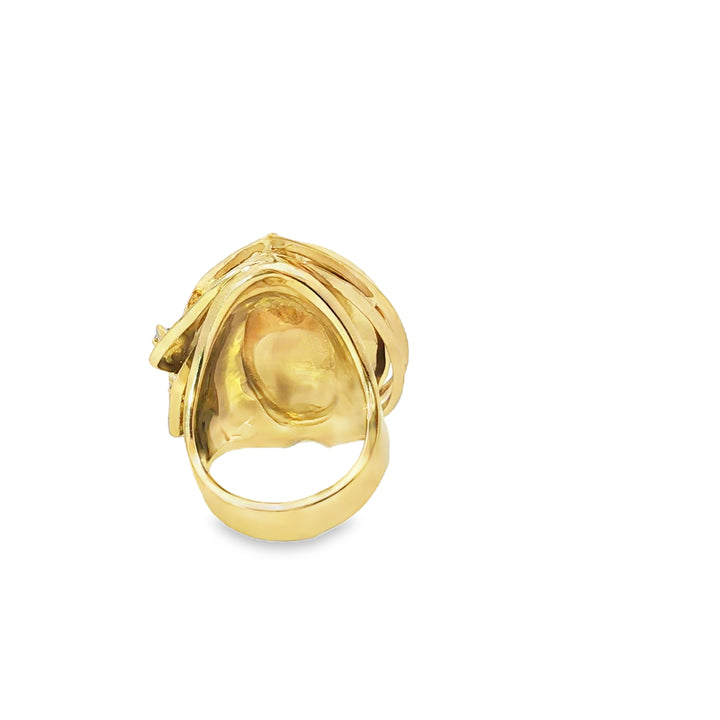 18ct Yellow Gold Lightening Ridge Opal and Diamond Cabochon Cocktail Ring