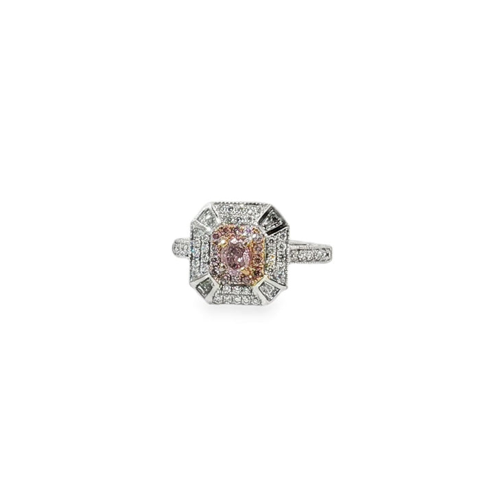 18ct White Gold Ring Featuring Fancy Pink Diamonds.