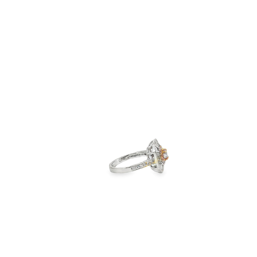 18ct White Gold Ring Featuring Fancy Pink Diamonds.