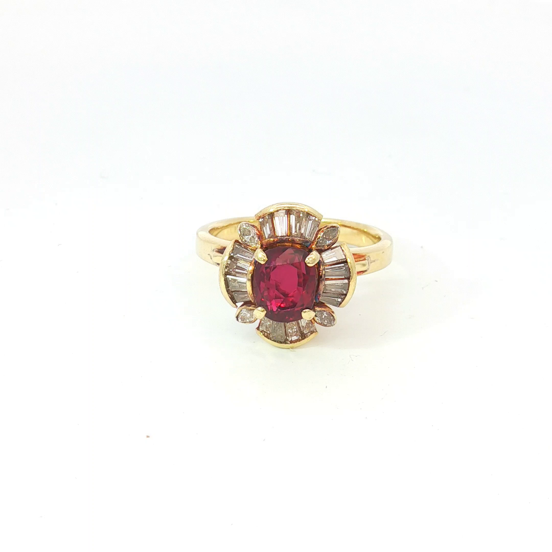 18ct Yellow Gold Ruby and Diamond Cocktail Ring.