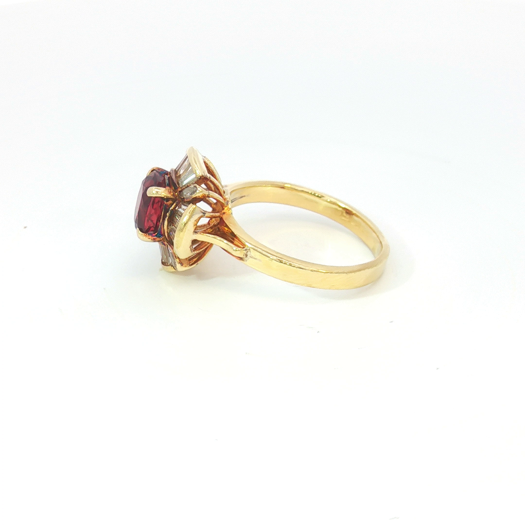 18ct Yellow Gold Ruby and Diamond Cocktail Ring.