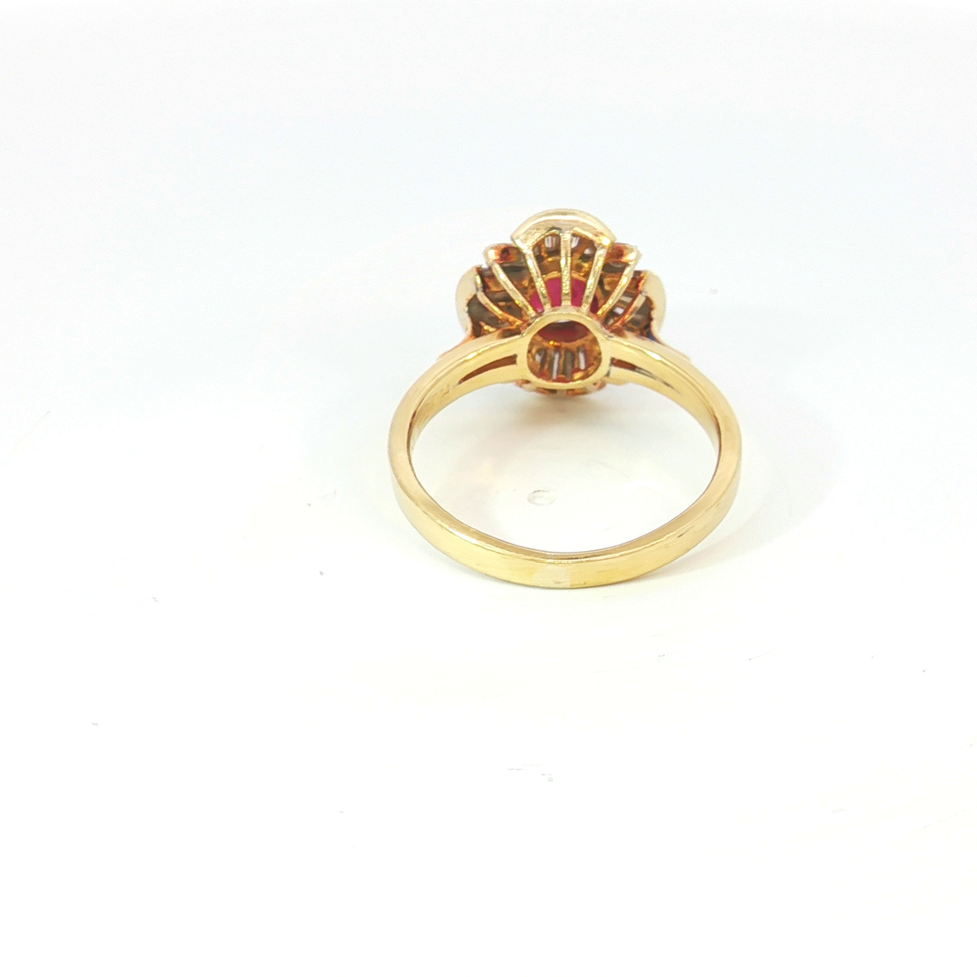 18ct Yellow Gold Ruby and Diamond Cocktail Ring.