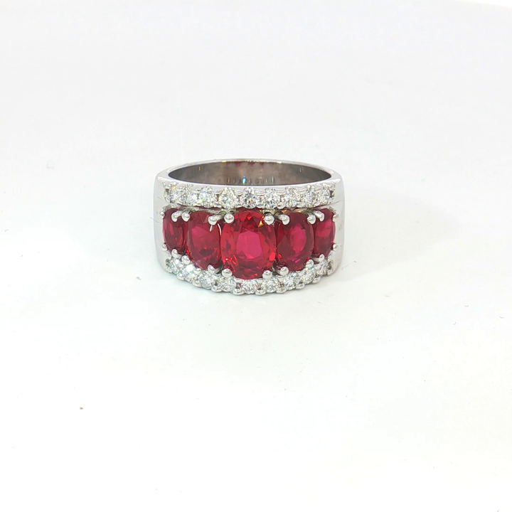 18ct White Gold Burmese Ruby and Diamond Dress Ring