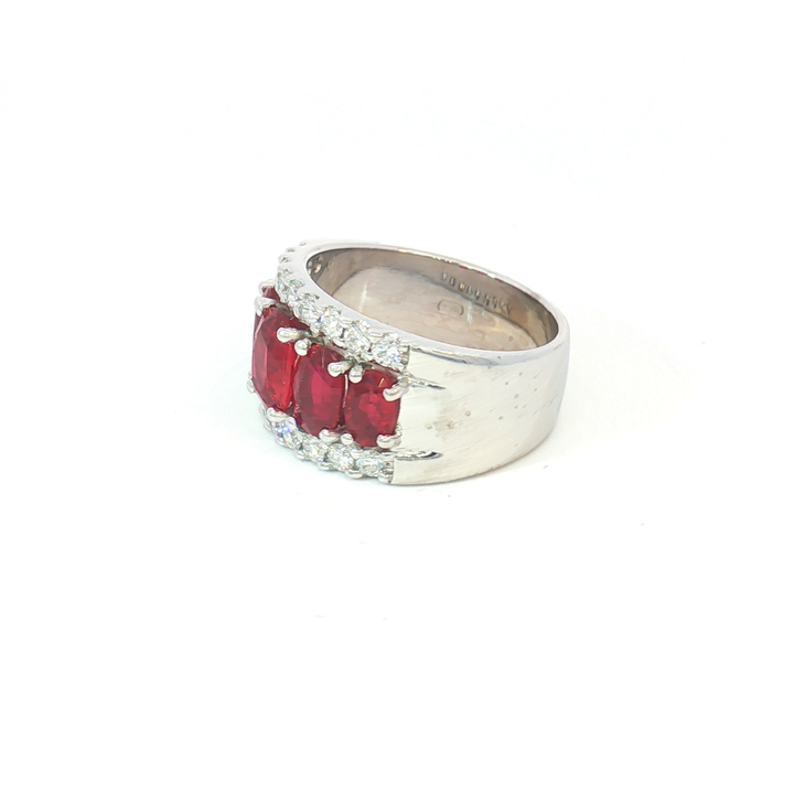 18ct White Gold Burmese Ruby and Diamond Dress Ring