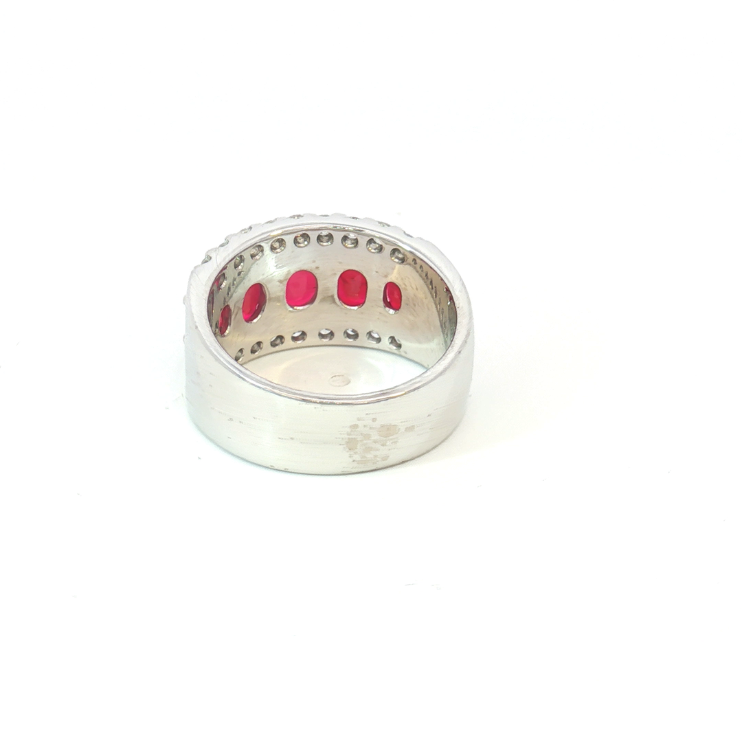 18ct White Gold Burmese Ruby and Diamond Dress Ring
