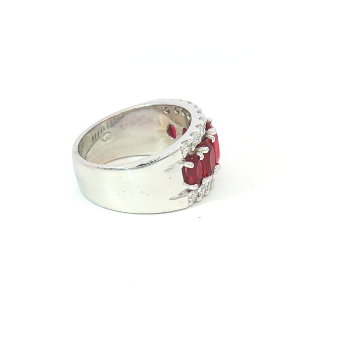 18ct White Gold Burmese Ruby and Diamond Dress Ring