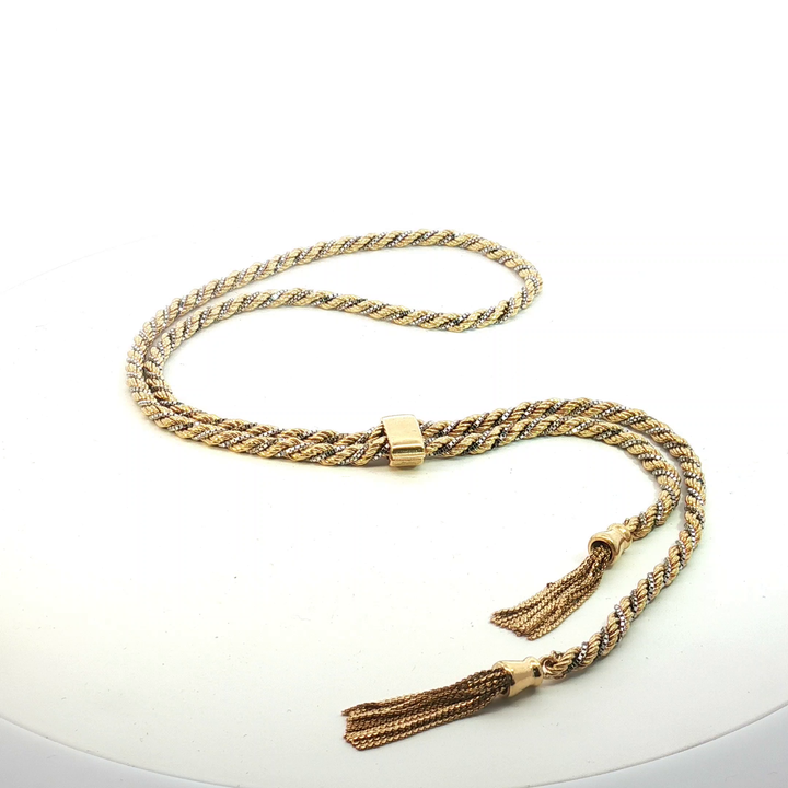 18ctv Yellow and White Gold Woven Chain Necklace