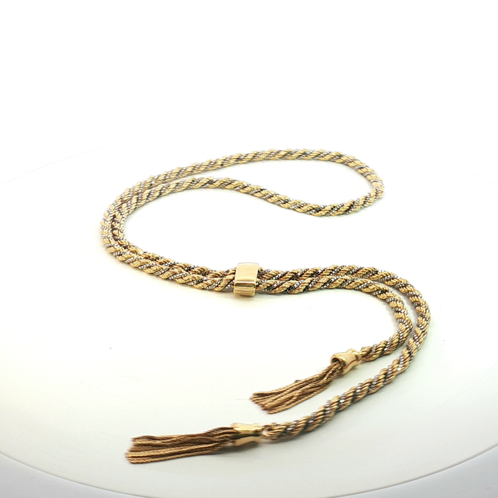 18ctv Yellow and White Gold Woven Chain Necklace