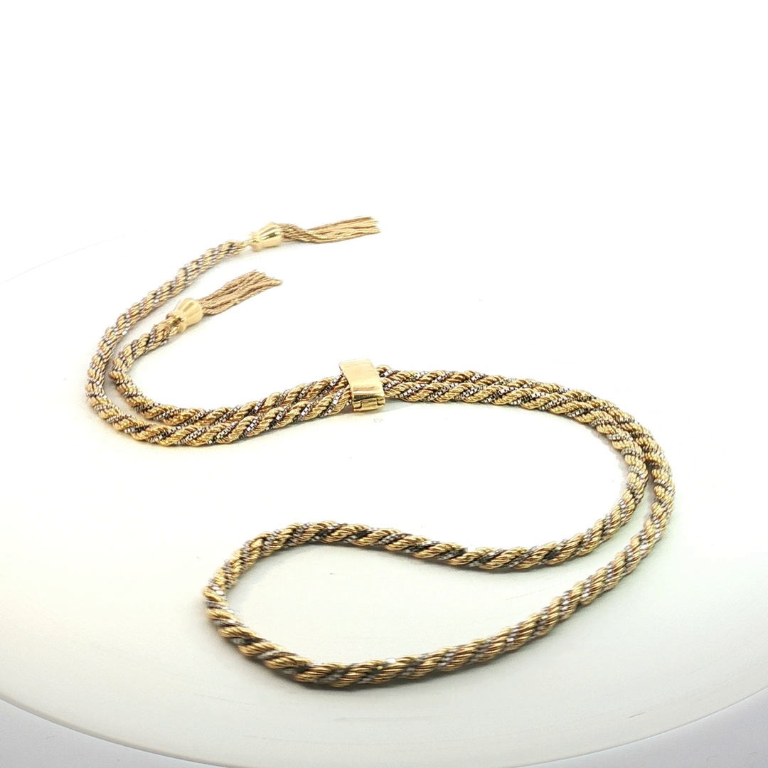 18ctv Yellow and White Gold Woven Chain Necklace