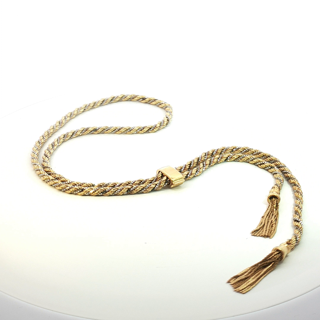18ctv Yellow and White Gold Woven Chain Necklace