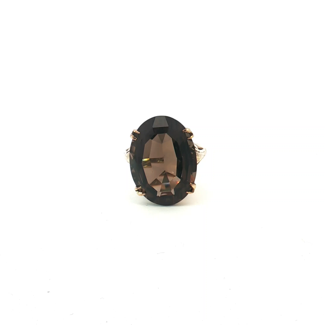 9ct YG Smokey Quartz Cocktail Ring
