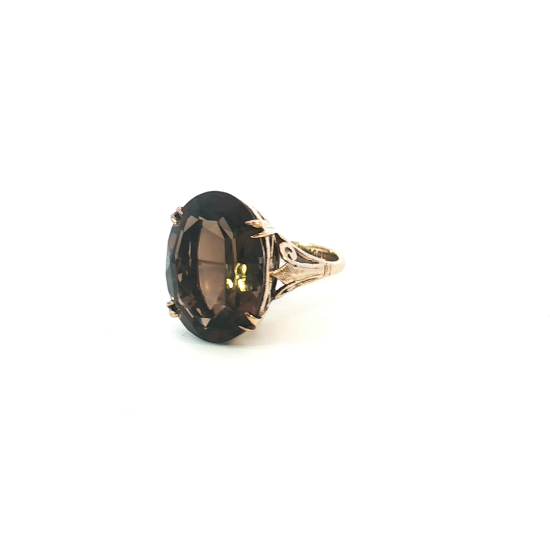 9ct YG Smokey Quartz Cocktail Ring