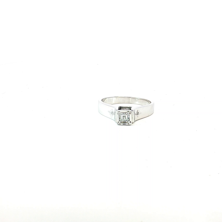 14ct WG Carre Cut Diamond Solitaire Ring