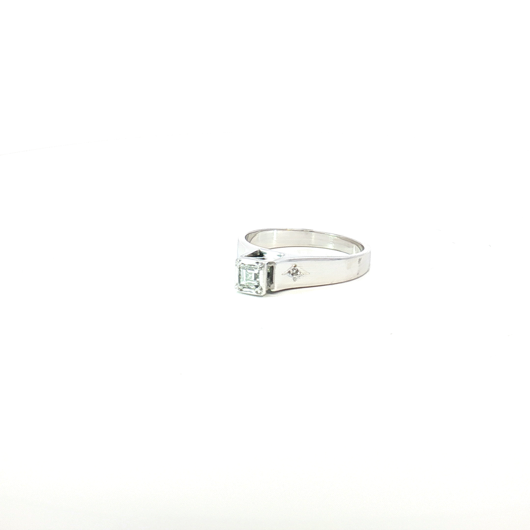 14ct WG Carre Cut Diamond Solitaire Ring