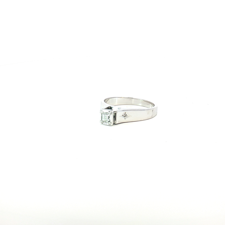 14ct WG Carre Cut Diamond Solitaire Ring