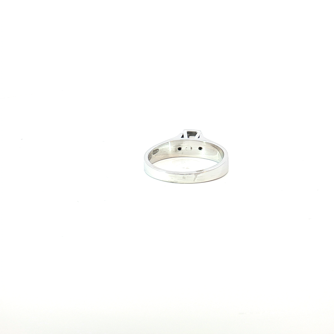 14ct WG Carre Cut Diamond Solitaire Ring