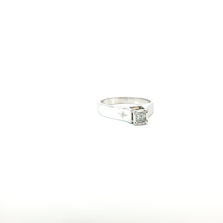 14ct WG Carre Cut Diamond Solitaire Ring
