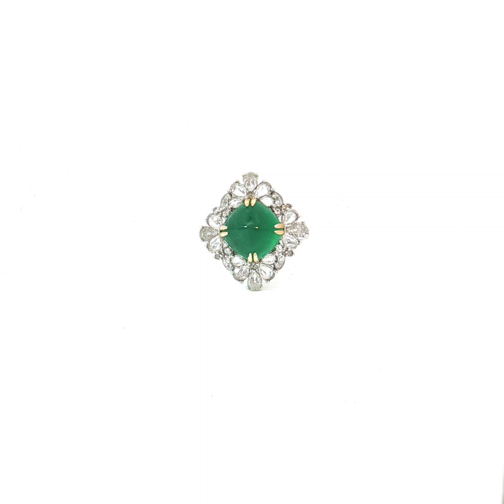 18ct WG/YG Emerald and Diamond Cocktail Ring