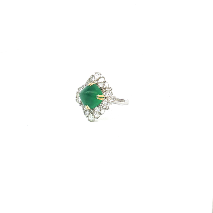 18ct WG/YG Emerald and Diamond Cocktail Ring