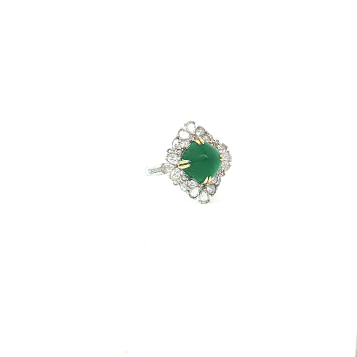 18ct WG/YG Emerald and Diamond Cocktail Ring