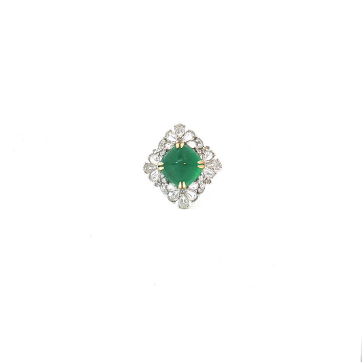 18ct WG/YG Emerald and Diamond Cocktail Ring