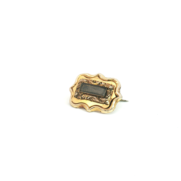 9ct YG Mourning Brooch