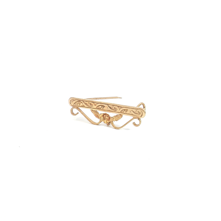 9ct YG Fob Bar Brooch