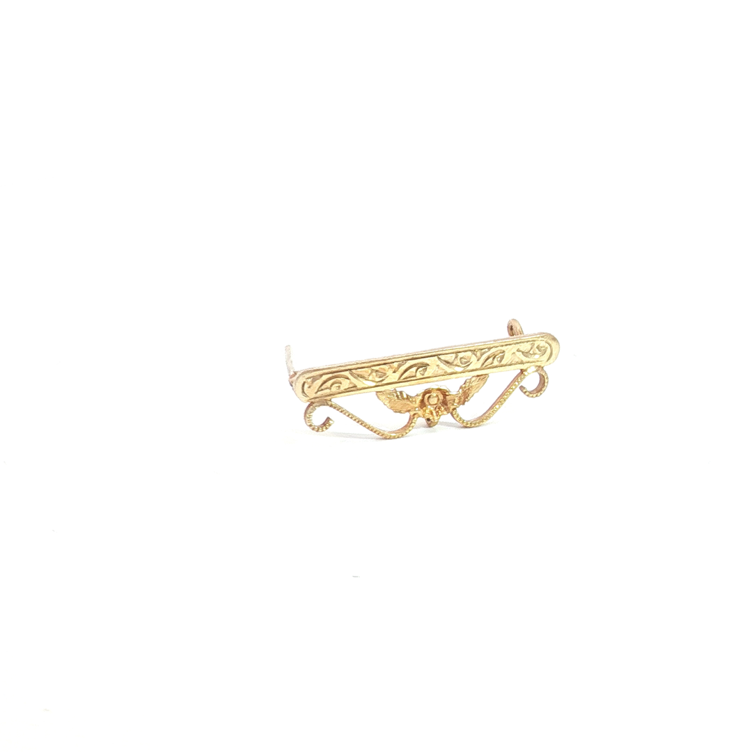 9ct YG Fob Bar Brooch